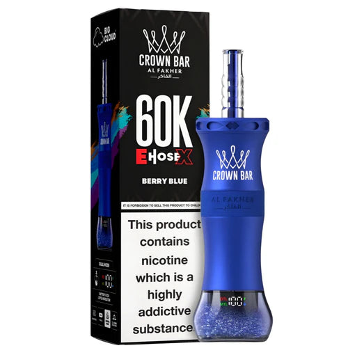 Berry blue Ice Al Fakher crown bar 60k Puffs high-capacity disposable vape premium juicy blend offers smooth performance, long-lasting usability.