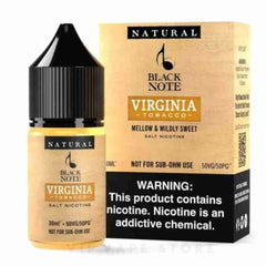 Black Note Virginia tobacco 30ml Light & sweet tobacco flavor. Naturally extracted, authentic pure tobacco flavor. Perfect for all-day vaping.