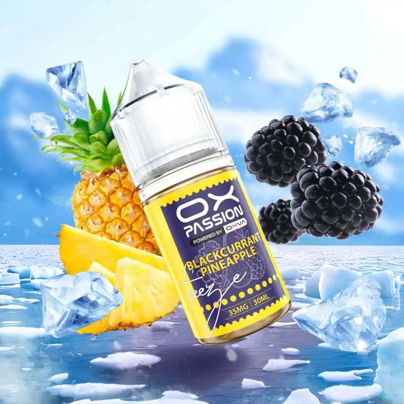 Blackcurrant pineapple Ox Passion nicotine salt in Pakistan offer blend of tangy blackcurrant and sweet pineapple, with fast nationwide delivery.
