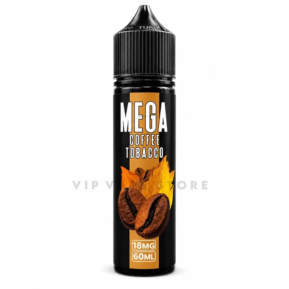 Coffee tobacco mega 60ml vape juice enjoy a premium blend of rich roasted coffee and smooth classic tobacco, high-quality freebase e-liquid.