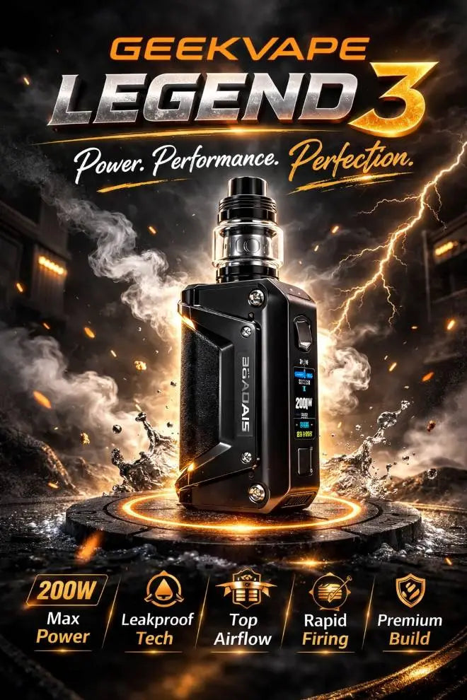 Geekvape aegis legend 3 features 230w output with IP68 waterproof, touch smart lock & memory mode, compatible with Z FLI tank and Z series coil.