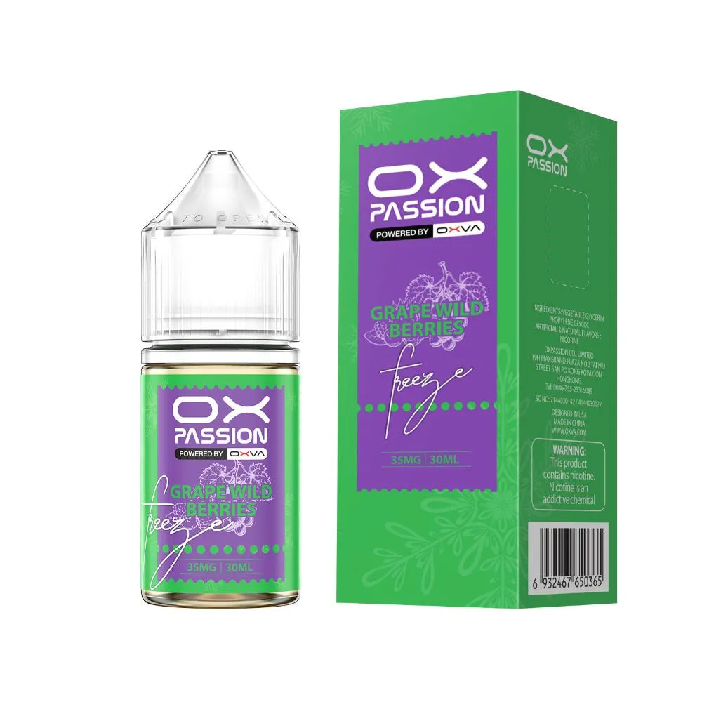 Grape wild berries Ox Passion Freeze 30ml 35mg and 55mg nicotine salt flavor in Pakistan.