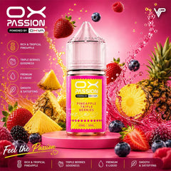 Pineapple Triple Berries Ox Passion Freeze 30ml delivers a vibrant tropical fruit bold flavor layers and a refreshing icy finish.