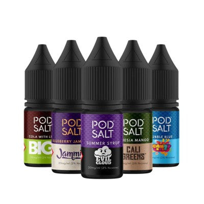 Pod Salt Fusions series 10ml has many flavors including fruits, dessert and tobacco.