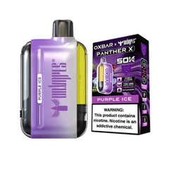 Purple Ice Panther X Oxbar Disposable 50K Puffs vape features a rich blend of red, green, and Concord grapes with a soft smooth ice, shop best price.