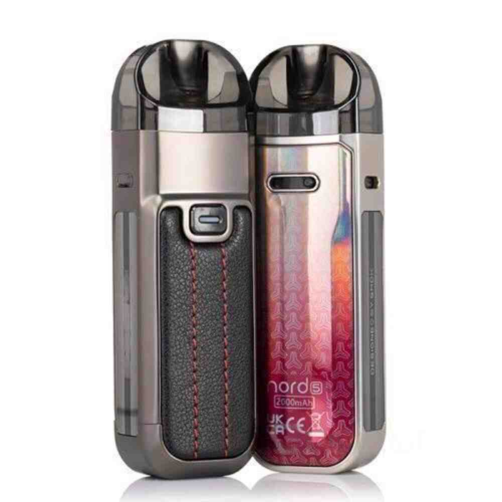 Smok nord 5 pod mod kit a stunning vape device available in leather and standard versions. Made from durable zinc alloy, the Nord 5’s casing houses a large integrated 2,000 mAh battery for long-lasting endurance and performance.