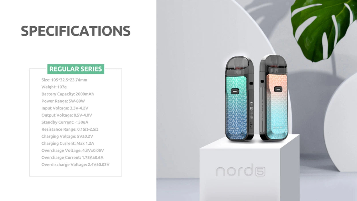 Smok nord 5 pod mod vape kit features and specs