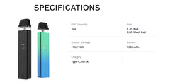 2ml pod capacity and 1000mah battery output power of Xros 2