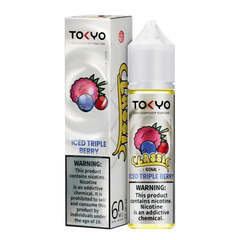 Triple berry iced Tokyo E-liquid 60ml Classic enjoy a premium blend of sweet strawberries, rich blueberries, tangy raspberries, and ice finish.