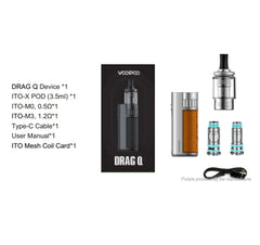Voopoo Drag Q pod kit System package includes