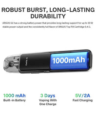 Voopoo Argus G2 Pod Kit 30W featuring a 1000mAh battery, 3 power modes, 3ml refillable pods, adjustable airflow & diverse coil option, buy online PK.