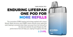 Eco nano vaporesso features and specs. Pod capacity and life
