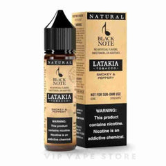 Black Note Latakia tobacco 60ml  smoky peppery This rich and intense offering presents a unique sensory experience. Following the traditional Syrian Latakia method, the process commences with sun-curing the tobacco, followed by smoke-curing over controlled fires fueled by fragrant wood and indigenous aromatic herbs.