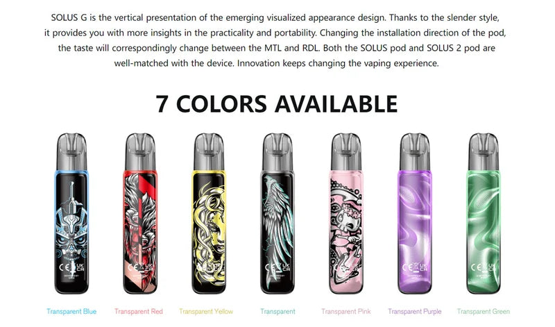 new colors Smok Solus G Pod Kit System 15w vape