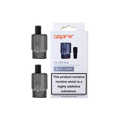 Aspire vilter S replacement cartridge 2ml&nbsp;liquid capacity with a 1.0 ohms resistance specifically designed for the aspire vilter pod kit and also campatible with vilter s and vilter fun models it features a bottom filling opening with a rubber tab for convenient and easy filling