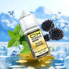 Black Mamba freeze Ox Passion 30ml blends juicy ripe grape with tangy blackcurrant and a refreshing cool finish for a bold, rich fruit flavor.