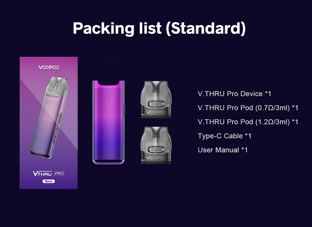 Package list Voopoo Vthru pro 25w pod kit