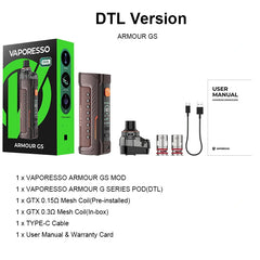 Package includes 2 gtx coils, DTL pod, Mod, type C cable and user manual