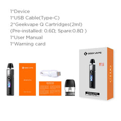 Package includes Geekvape Wenax Q Pro Pod Kit