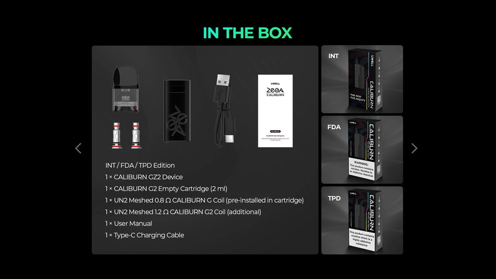 UWELL Caliburn GZ2 Pod Kit System 17W Vape store UWELL Caliburn GZ2 Pod Kit System 17W Vape store
