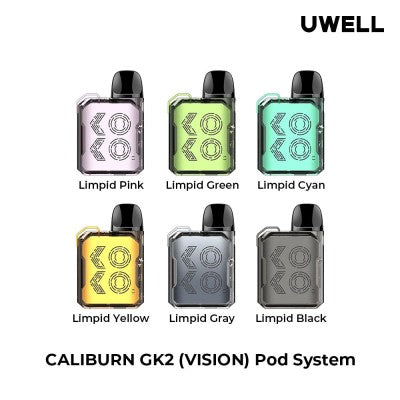 With the UWELL Pro-Focus flavor adjustment and Un-fecral coils technology, the&nbsp;Caliburn GK2 Vision&nbsp;delivers impressive flavor and vapor production. The variety of colors available in the CALIBURN GK2 Vision series adds a touch of style to your vaping experience.