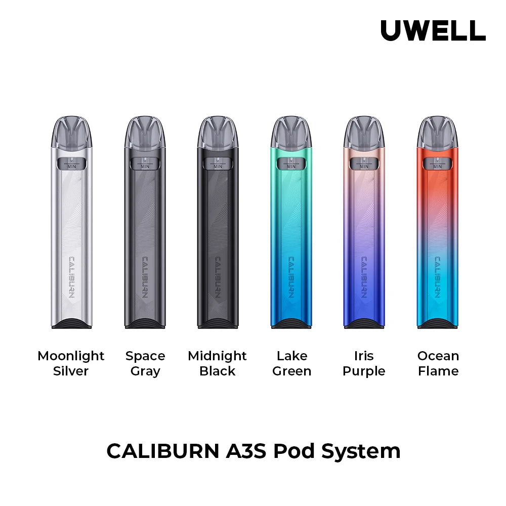 All colors of caliburn A3s pod system