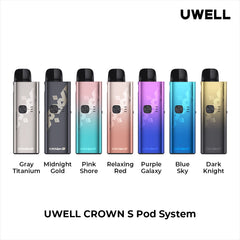 Uwell Crown S pod system 8 unique colors