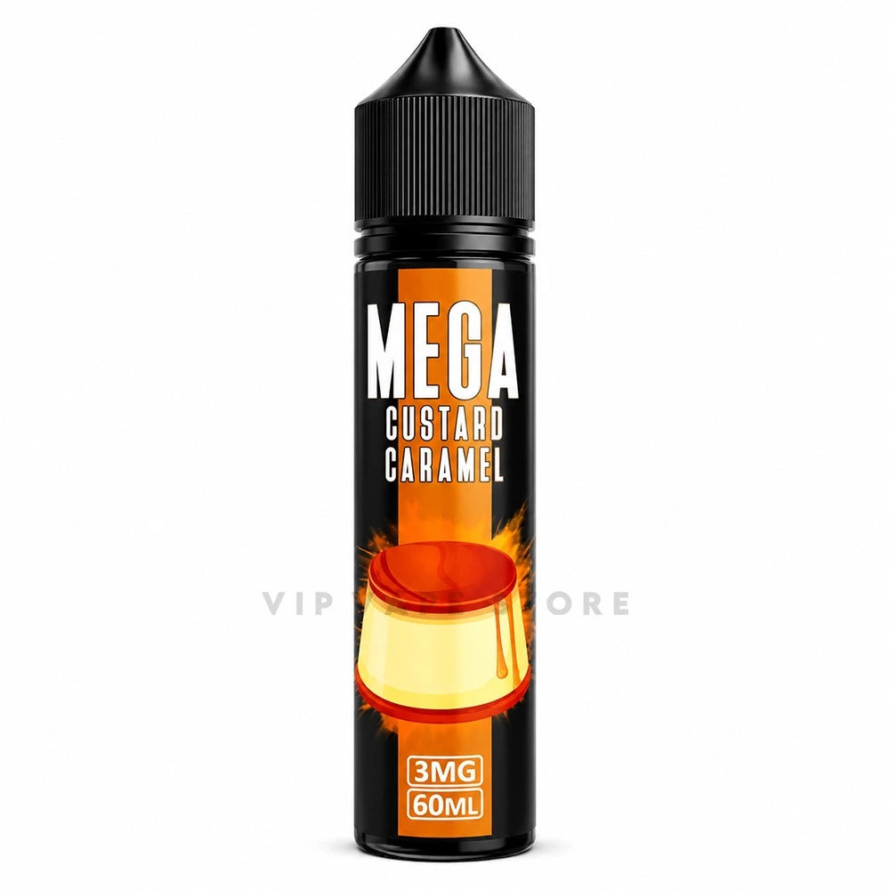 Custard caramel mega 60ml vape juice high-quality freebase e-liquid delivers authentic dessert flavor and smooth performance for sub-ohm vape kits.