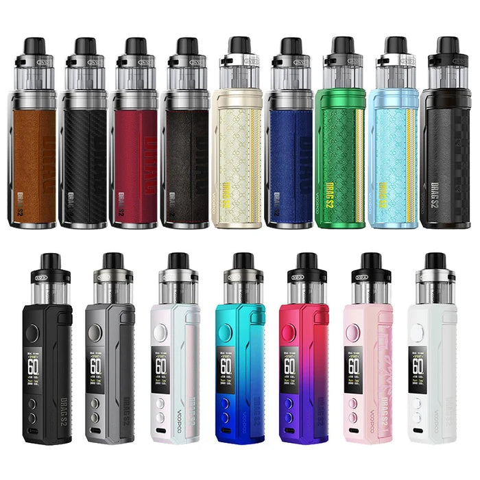 Voopoo Drag S2 Pod Mod Kit all colours with latest new and old, this image has all color variants