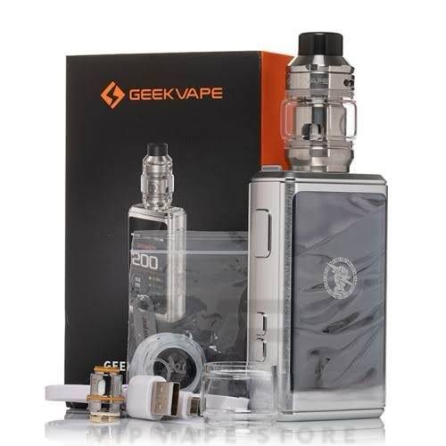 Geek Vape z200 200w kit&nbsp;2.4 inches large screen supported by double battery 18650, offer 200w max output with&nbsp;Zeus tank by geek vape&nbsp;5ml tank capacity and 26mm diameter, this vape Kit made by powerful alloy zinc and screen has also strong protection from water and leakage, having temperature control IP68 technology to maintain dense smoke and produce high quality vapor with e-juice.