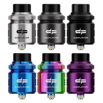 DROP RDA v2 colors features &amp; specs: Updated Compact Design:&nbsp;redesigned into a space sealed metal case. This suggests that the new version has a sleeker and more modern aesthetic. Dual Coil Setup: Measuring 24mm in diameter, the RDA is designed for use in dual coil designs. Dual coil setups often offer higher vapor and flavor production than single coil setups.