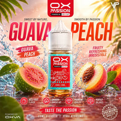 Guava Peach Ox Passion Freeze 30ml offers a premium tropical fruit vaping experience smooth fruit blends combine with a refreshing icy finish.