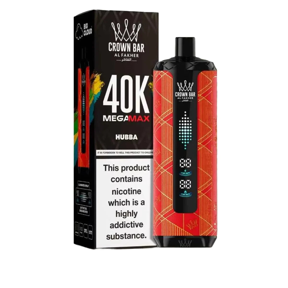 Hubba Al Fakher Mega Max 40K Puffs mix candy fruity with nostalgic bubblegum ice flavor, smooth taste, Auto draw design, Order online in Pakistan.