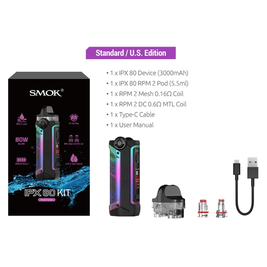 2 coils, charging cable, DTL tank and user manual inside box