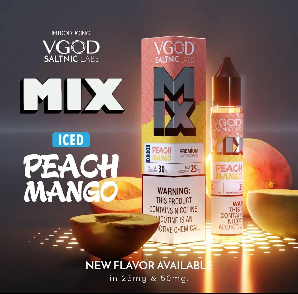 Vgod ice Peach mango 30ml 25mg and 50mg price in Pakistan