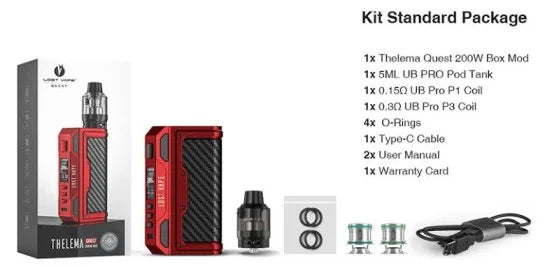 Box mod vape lostvape thelema Quest 200w package list