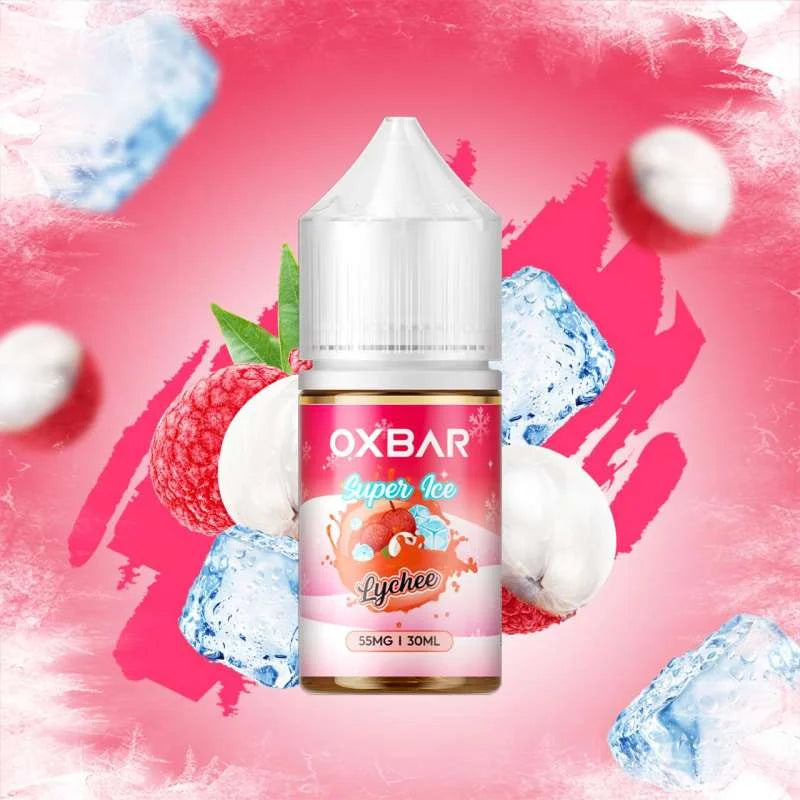 Lychee ice oxbar nicotine salt 30ml enjoy a premium blend of tropical lychee flavor with refreshing cooling and smooth nicotine satisfaction.