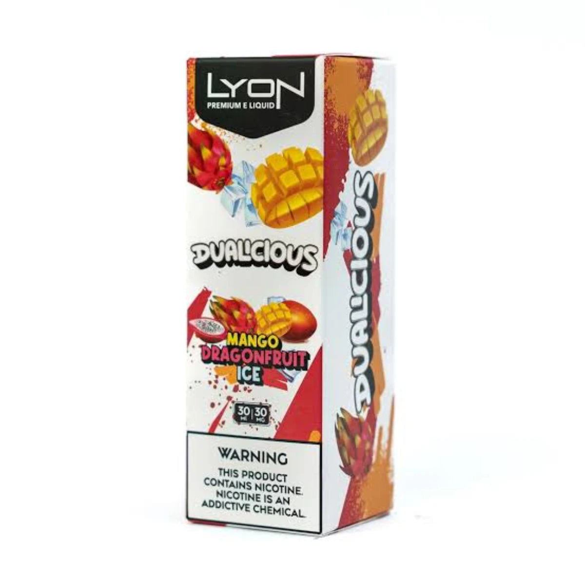 Mango Dragon Fruit Ice Lyon Dualicious 30ml Nic Salt in Pakistan from VIP Vape Store, Enjoy juicy mango, exotic dragon fruit and a refreshing mint.