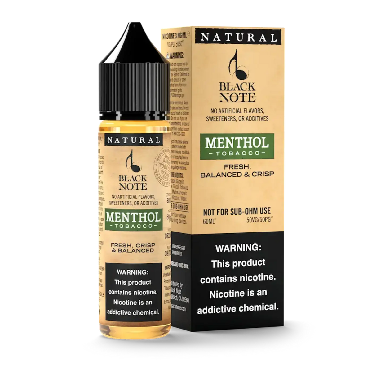 Black Note Menthol tobacco 60ml ( 50VG-50PG ) 3mg 6mg 12mg 18mg Nicotine level