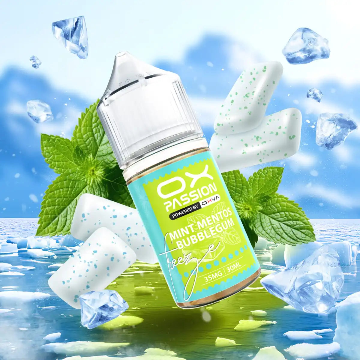 Mint mintos bubblegum Ox Passion 30ml nicotine salt flavour combines sweet bubblegum with refreshing mint and a cool finish smooth taste for pod kit.