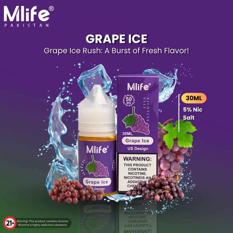 Mlife nicotine salt grape ice 30ml now available
