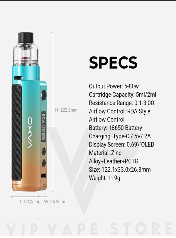 Oxva Origin 2 Pod Mod Kit 80w specification