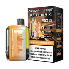 Peach Apricot Oxbar X Panther Disposable 50k Puffs vape combines juicy peach and smooth apricot flavor with high consistent flavor and airflow.