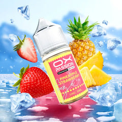 Pineapple strawberry freeze Ox Passion 30ml fruit ice e-liquid offers a sweet, tangy, and cooling flavor experience nicotine salt flavor bottle.
