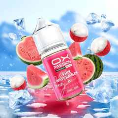 Pink watermelon ice Ox Passion 30ml combine juicy red watermelon with tangy lychee at exhale, smooth soft performance and premium nicotine delivery.