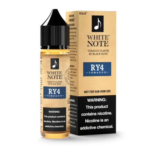 White Note RY4 sweet creamy tobacco 60ml 3mg 6mg 12mg 0mg