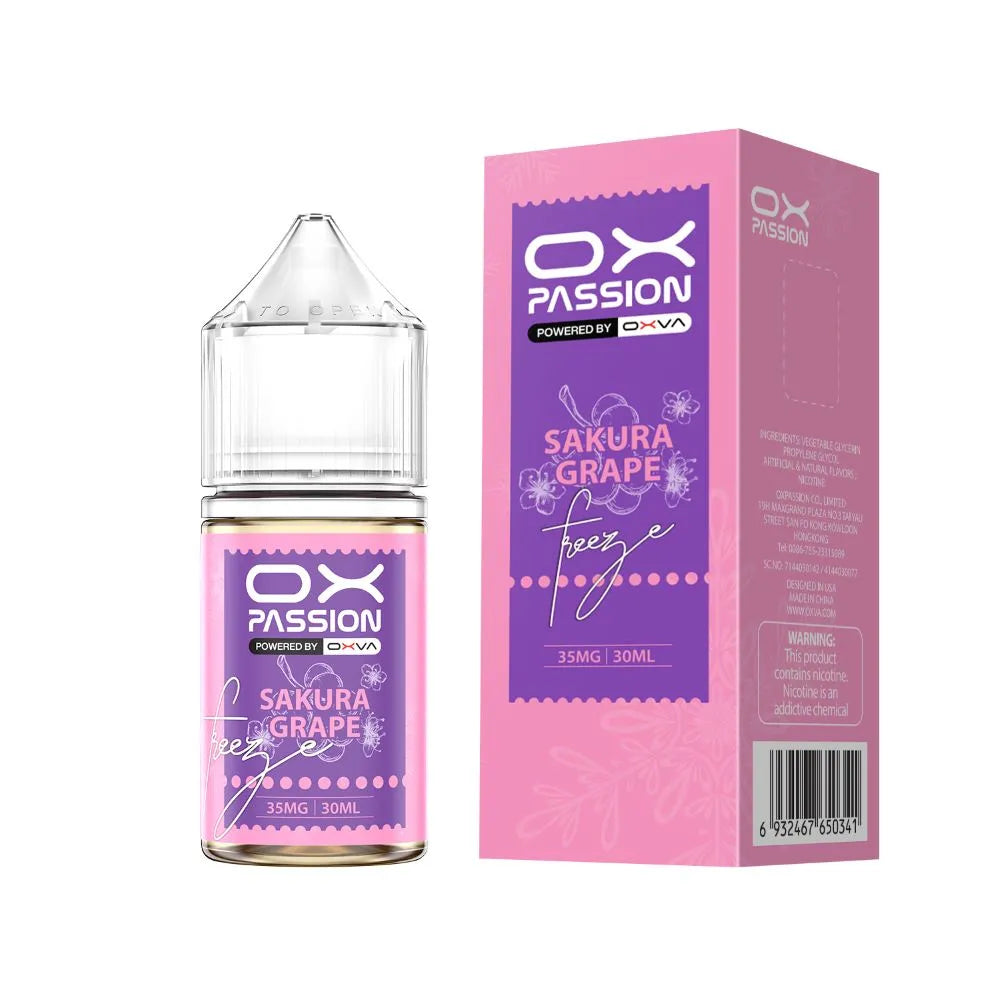 Oxva Nicsalt most selling flavor Sakura grape Ox Passion Freeze 30ml