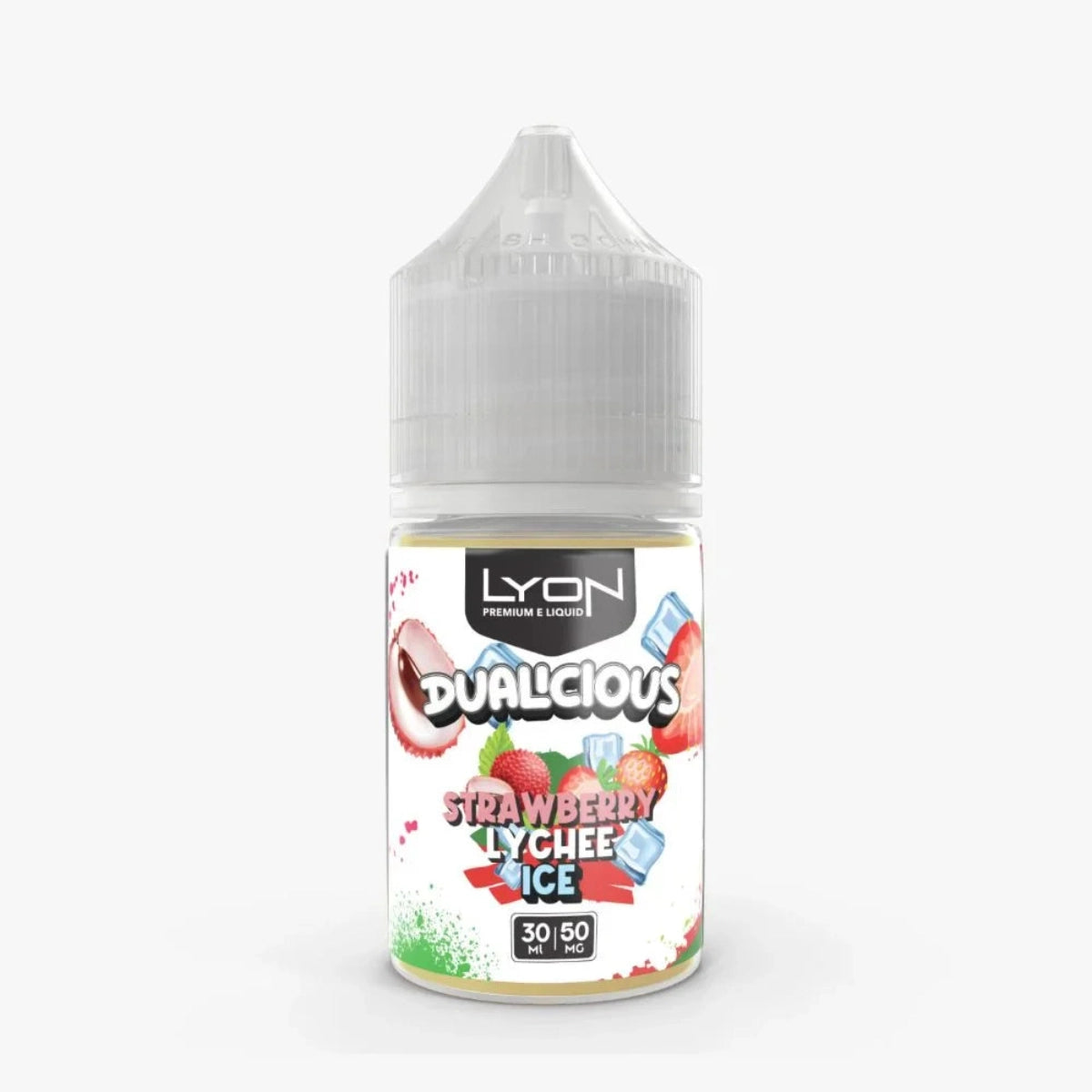 Strawberry Lychee Ice Lyon Dualicious 30ml nicotine salt order online in Pakistan, Enjoy juicy strawberry, exotic lychee mint in one fruity blend.
