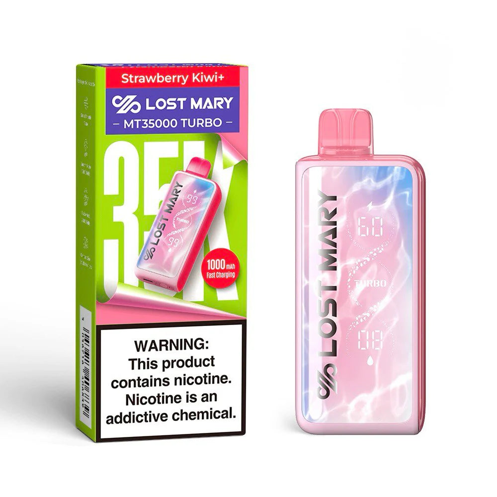 Strawberry kiwi ice Lost mary MT35000 turbo vape offers a premium experience with sweet strawberry, tangy kiwi, and a refreshing icy finish.