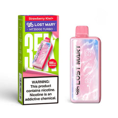 Strawberry kiwi ice Lost mary MT35000 turbo vape offers a premium experience with sweet strawberry, tangy kiwi, and a refreshing icy finish.